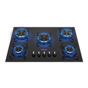 Cooktop a Gás 5 Bocas Mondial Preto e Inox CTG-02