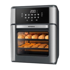 Fritadeira Air Fryer Forno Oven 12L Mondial Cinza/Inox 2000W - AFON-12L-GI